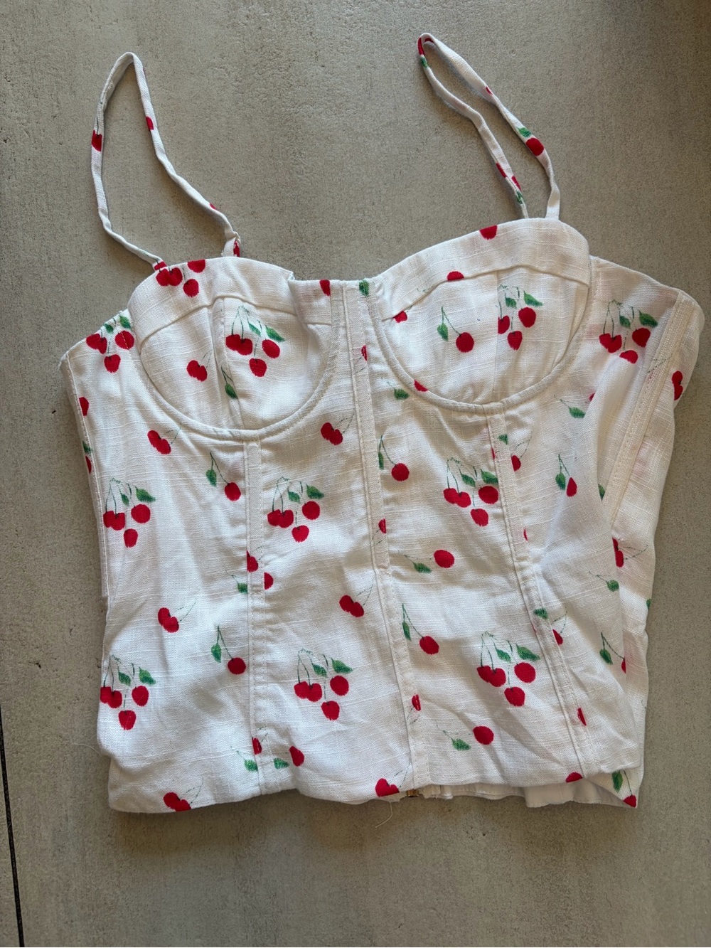 SOLD OUT Kristopher Brock x Aqua cherry Print White Bustier Crop Top!